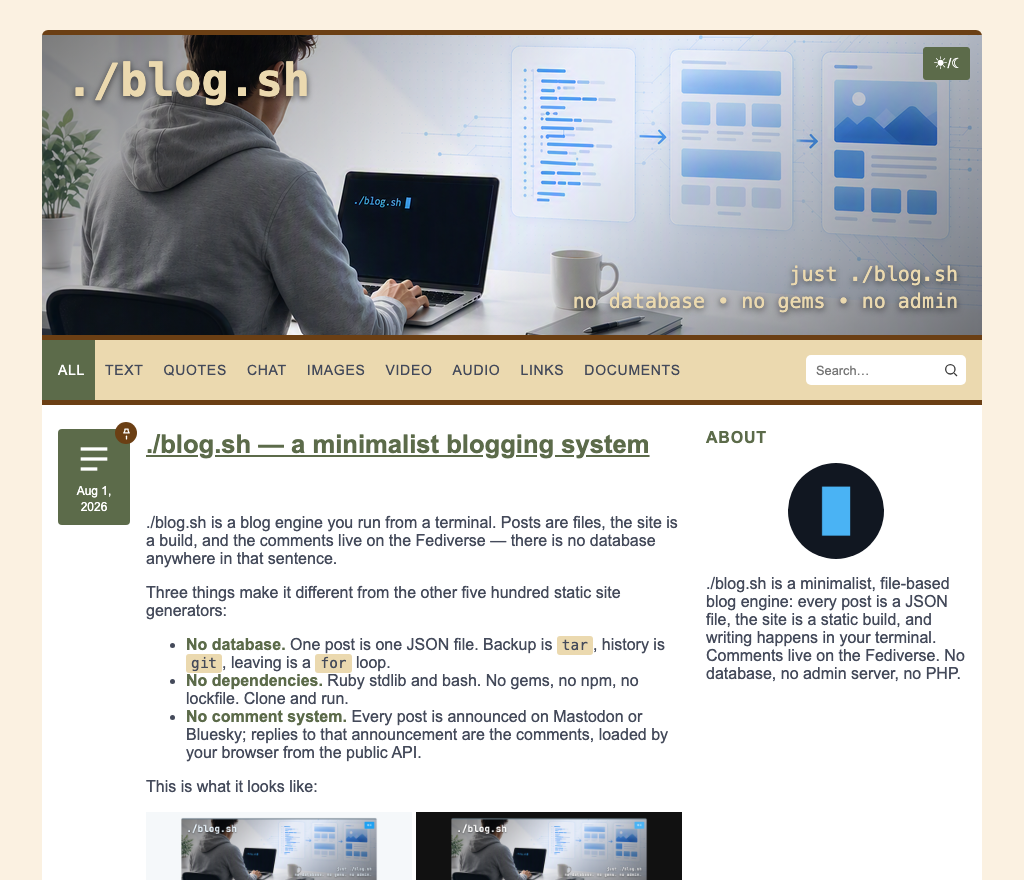 Homepage in the Sunflower palette