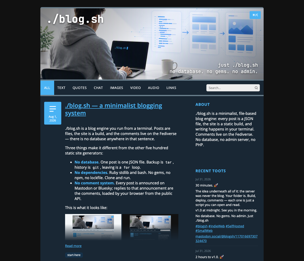./blog.sh in dark mode