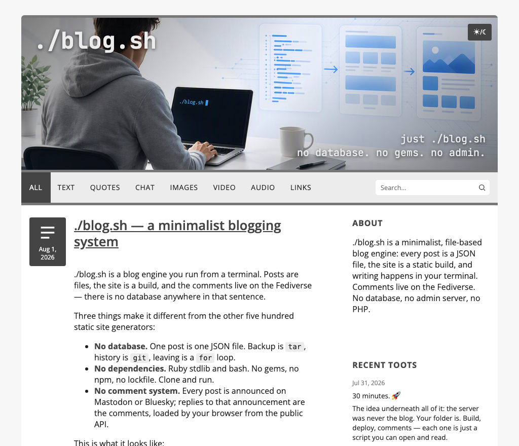 Homepage in a monochrome palette