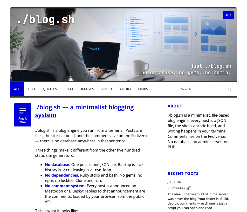 Homepage in a high-contrast palette